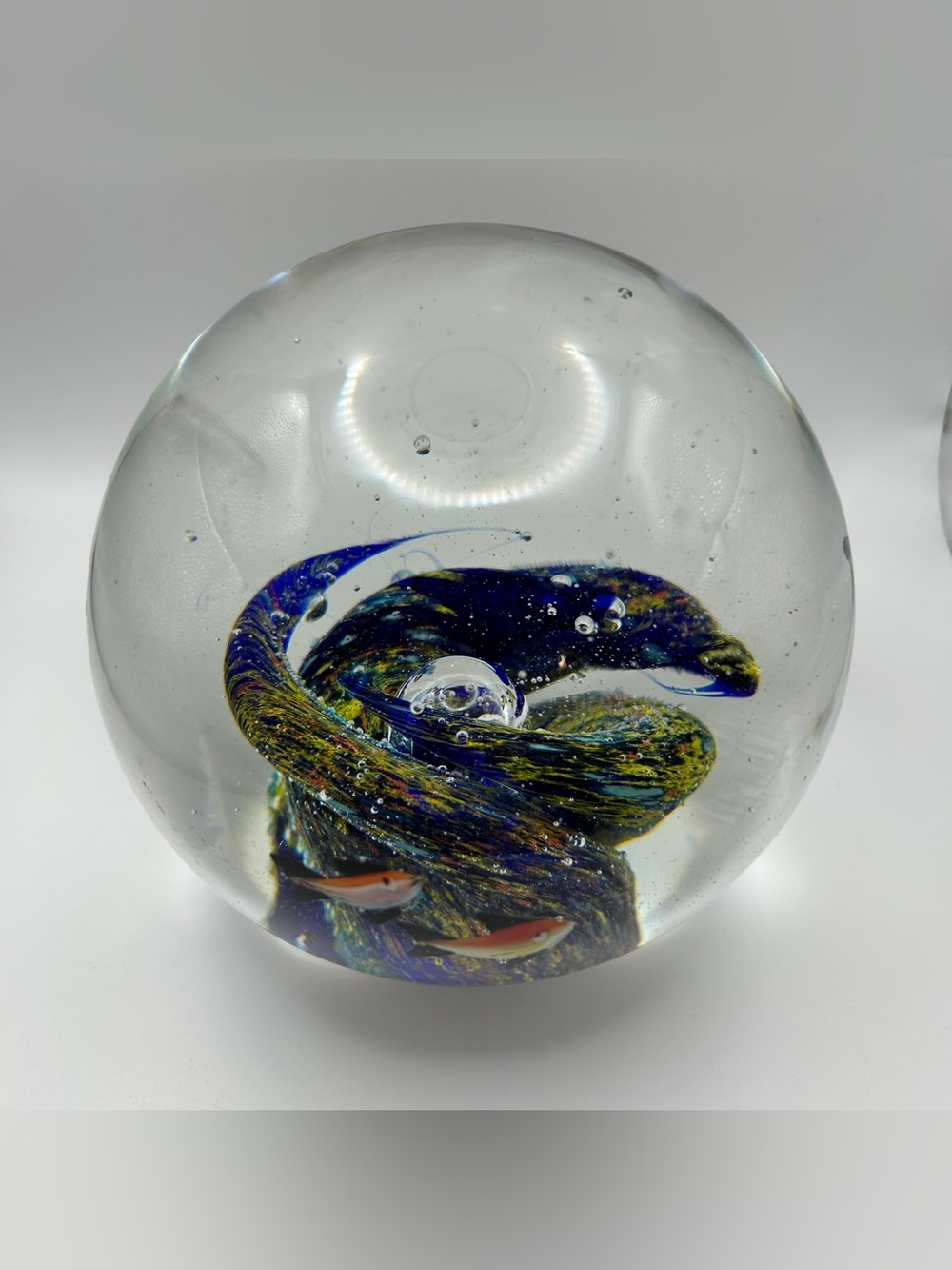 Murano Style Art Glass Sphere Ball Paperweight Fish Aquarium Tropical Reef